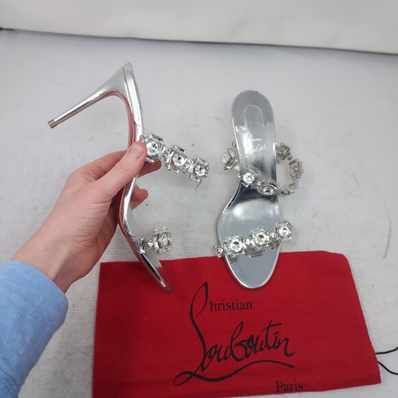 Christian Louboutin Shoes - Christian Louboutin Just Jewel Silver Bridal Wedding PVC Heel Sandal